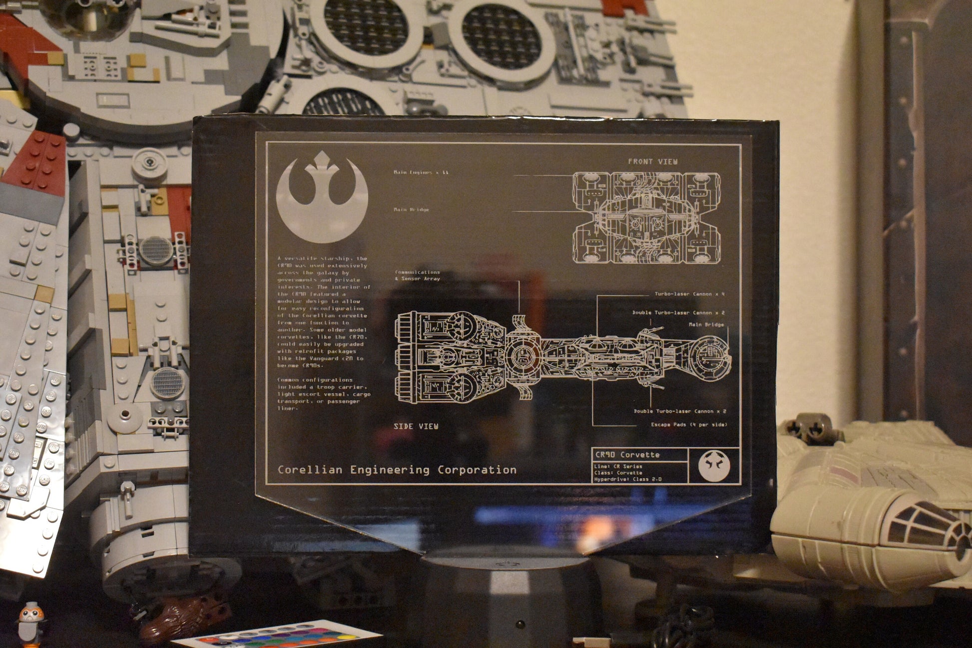 Tantive IV Corellian Corvette Plans LED sign perfect as a gift for a Star Wars geeks. Place in Man caves, bars, garages, desks.