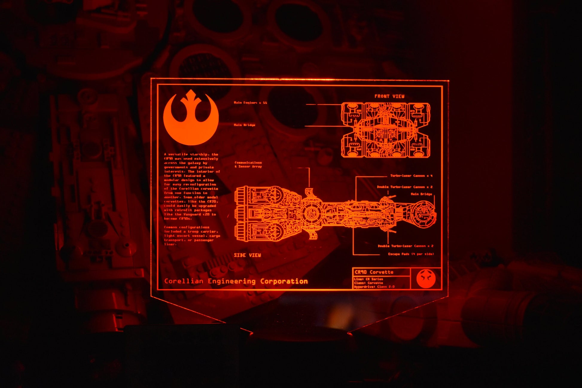 Tantive IV Corellian Corvette Plans LED sign perfect as a gift for a Star Wars geeks. Place in Man caves, bars, garages, desks.