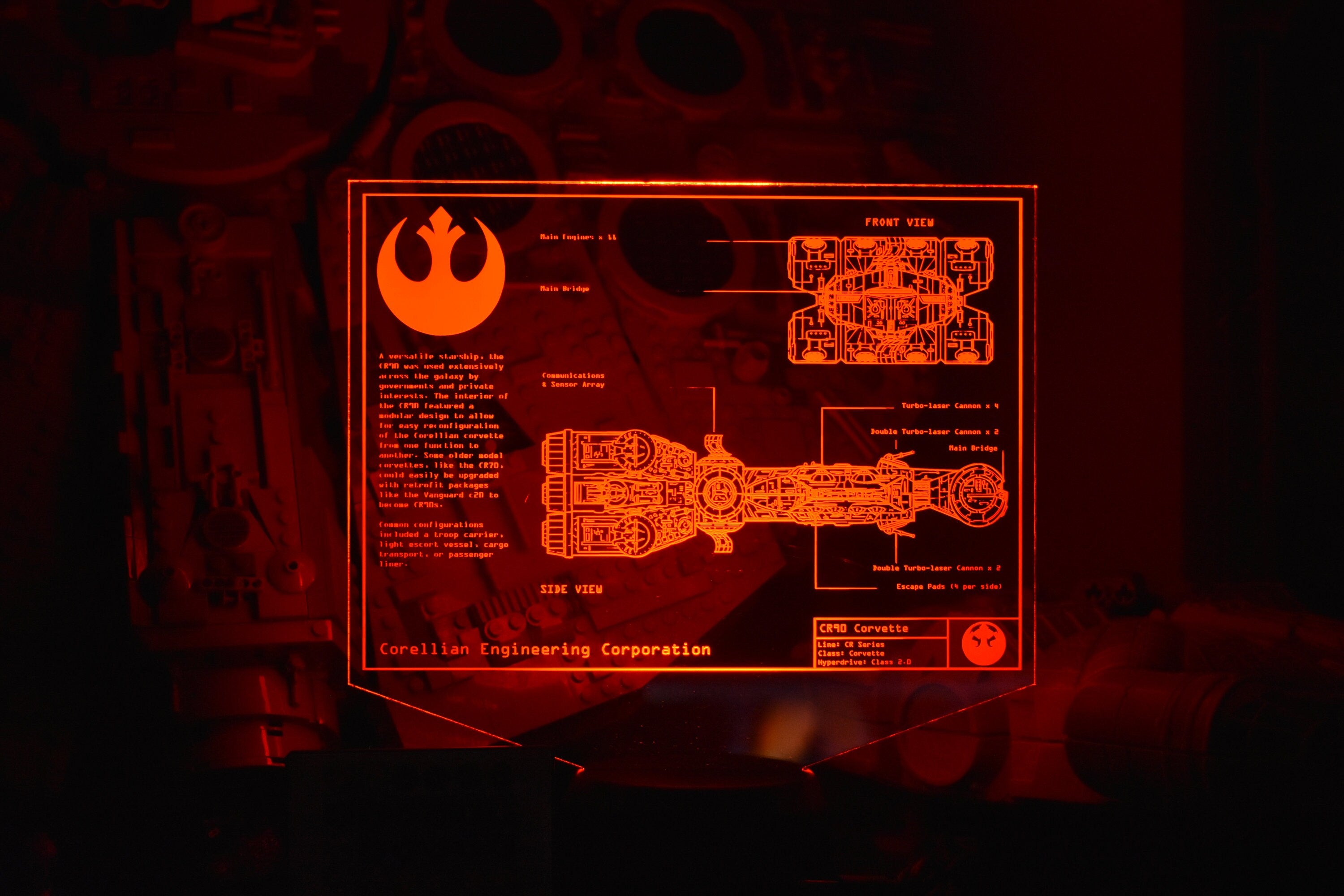 Tantive IV Corellian Corvette Plans LED sign perfect as a gift for a Star Wars geeks. Place in Man caves, bars, garages, desks.