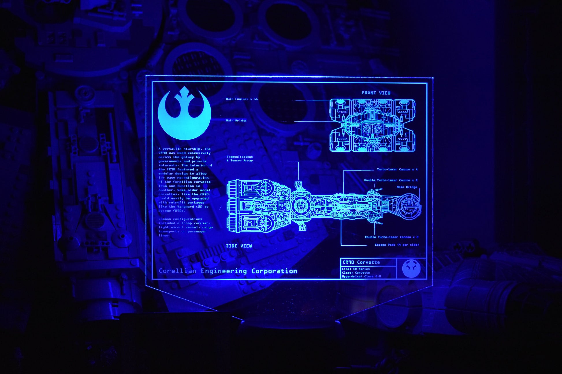Tantive IV Corellian Corvette Plans LED sign perfect as a gift for a Star Wars geeks. Place in Man caves, bars, garages, desks.