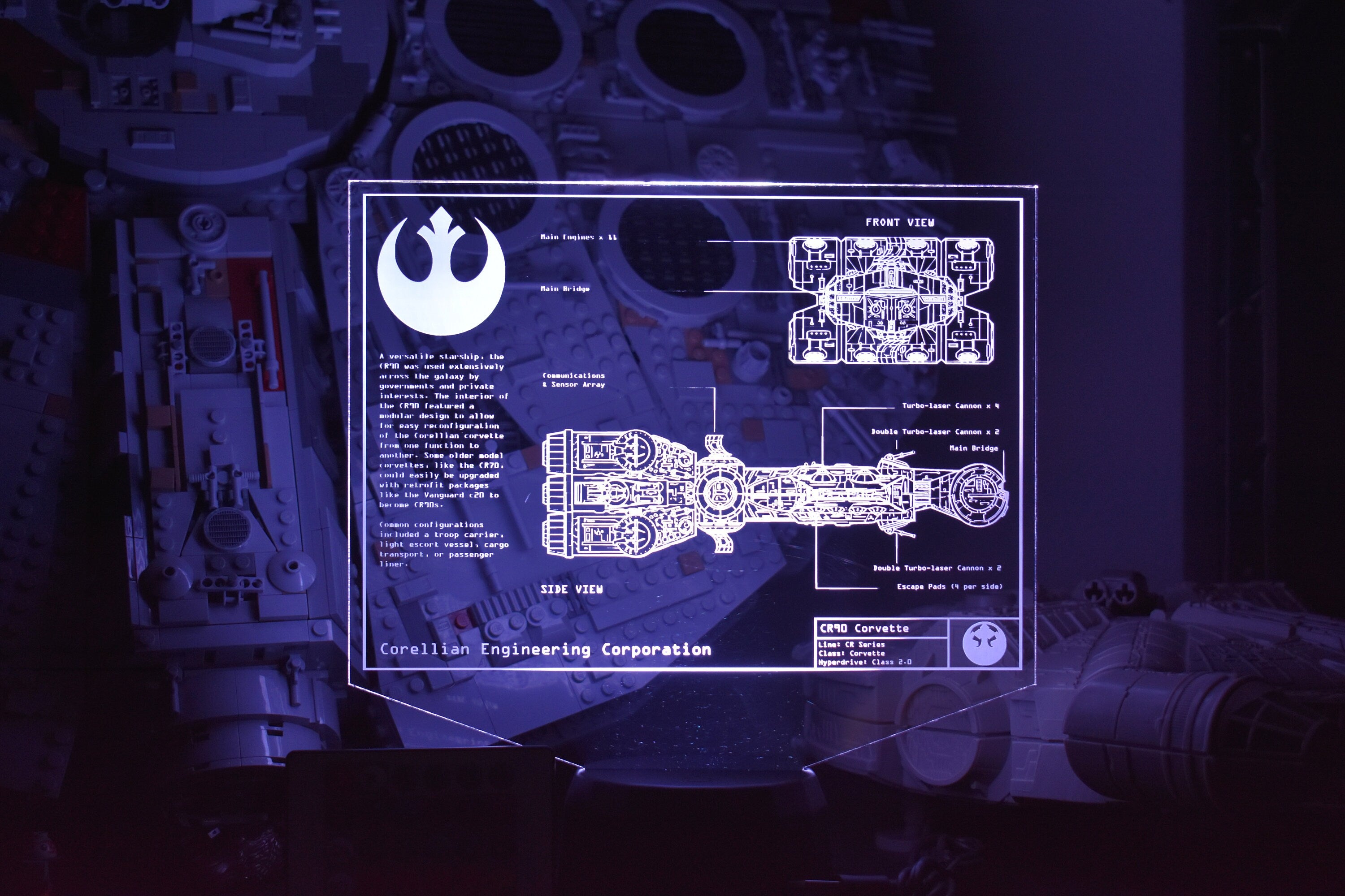 Tantive IV Corellian Corvette Plans LED sign perfect as a gift for a Star Wars geeks. Place in Man caves, bars, garages, desks.
