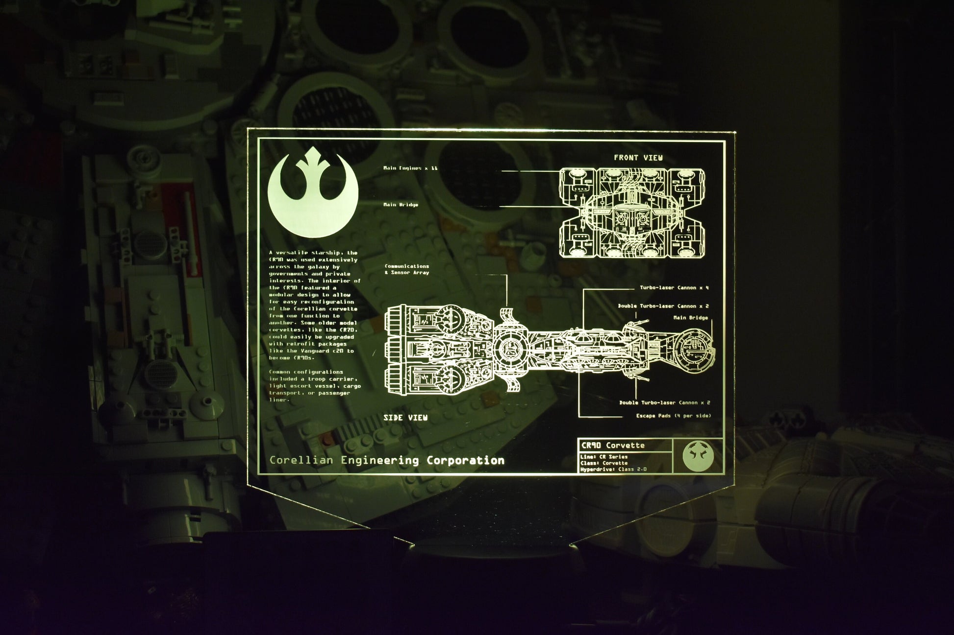 Tantive IV Corellian Corvette Plans LED sign perfect as a gift for a Star Wars geeks. Place in Man caves, bars, garages, desks.