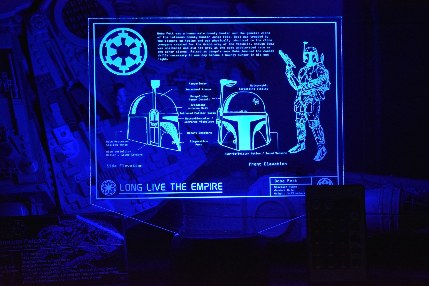 Boba Fett Plans LED sign perfect as a gift for a Star Wars geeks. Place in Man caves, bars, garages, desks, bed room.