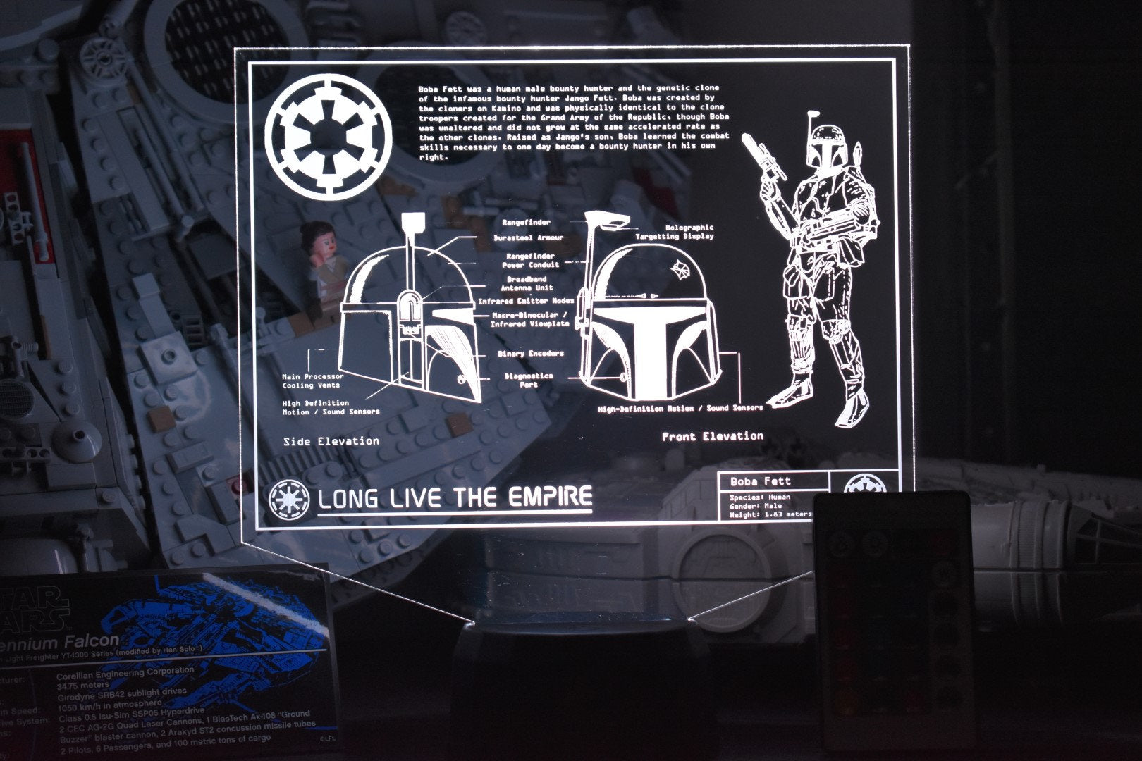Boba Fett Plans LED sign perfect as a gift for a Star Wars geeks. Place in Man caves, bars, garages, desks, bed room.