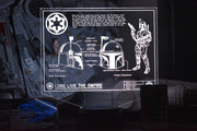 Boba Fett Plans LED sign perfect as a gift for a Star Wars geeks. Place in Man caves, bars, garages, desks, bed room.