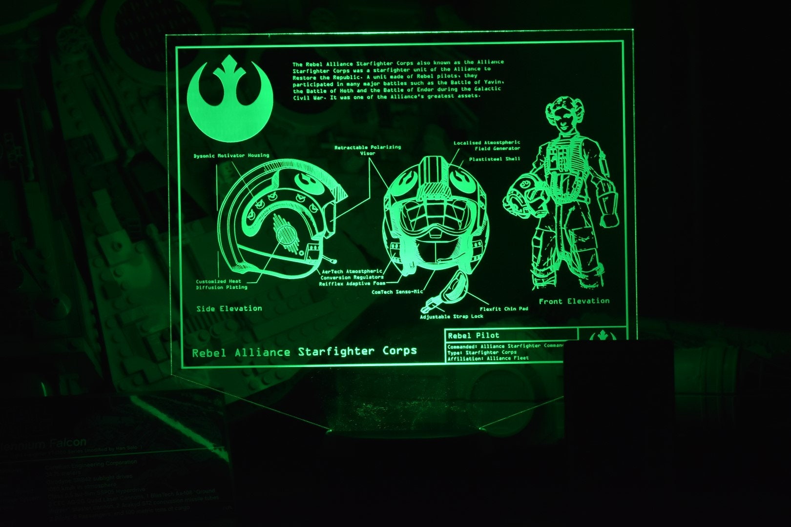 Rebel Pilot Character Plans LED sign perfect as a gift for a Star Wars geeks. Place in Man caves, bars, garages, desks, bed room.
