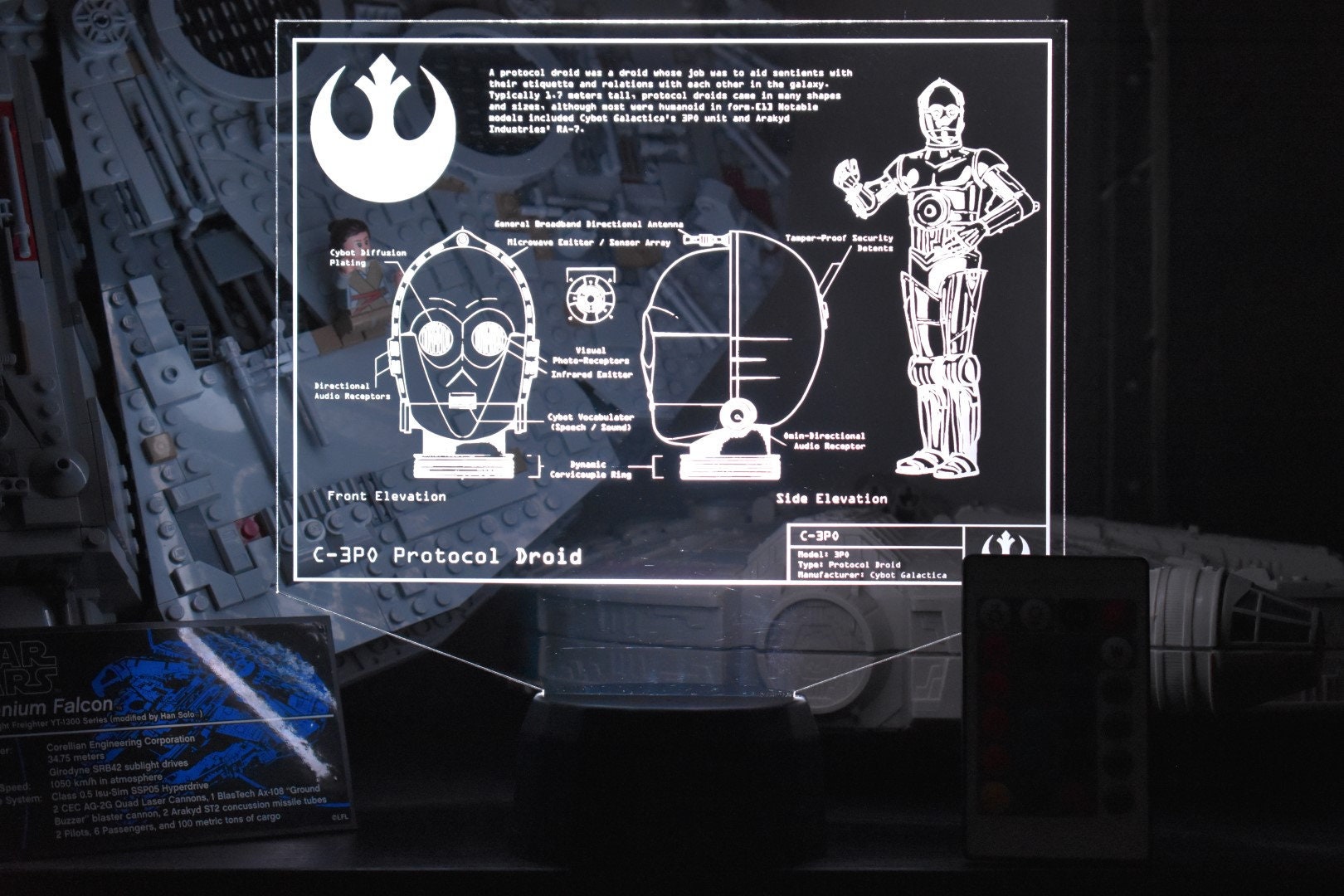 C3PO Character Plans LED sign perfect as a gift for a Star Wars geeks. Place in Man caves, bars, garages, desks, bed room.