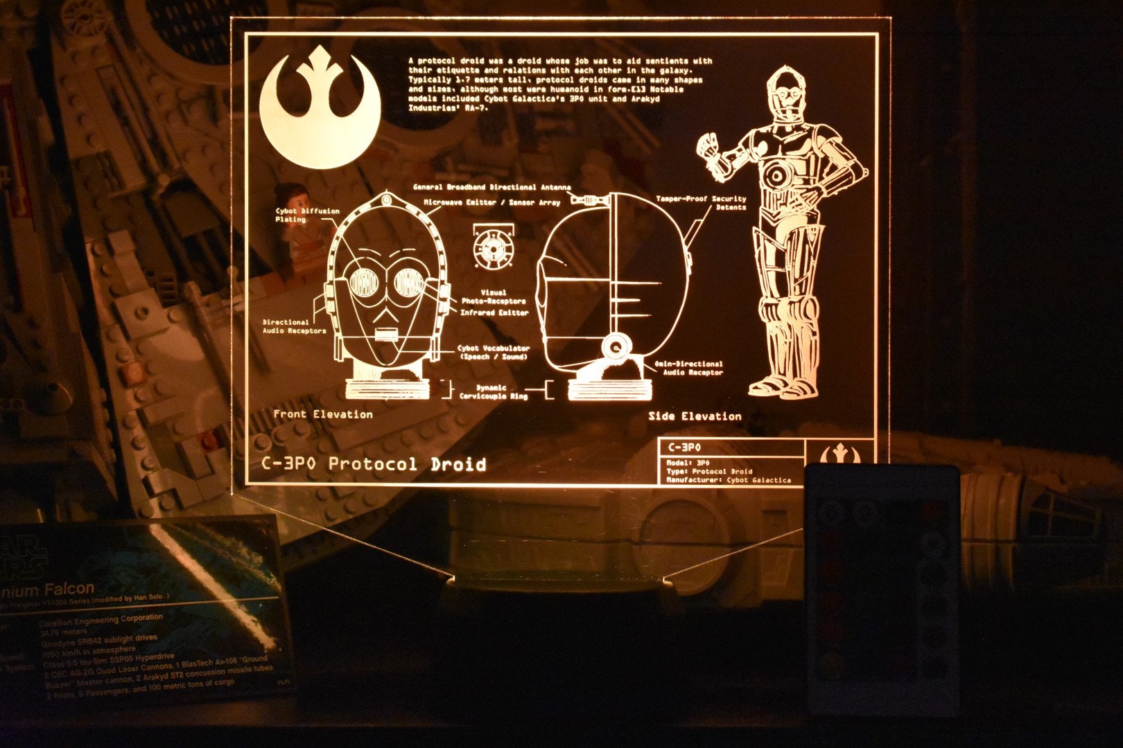 C3PO Character Plans LED sign perfect as a gift for a Star Wars geeks. Place in Man caves, bars, garages, desks, bed room.