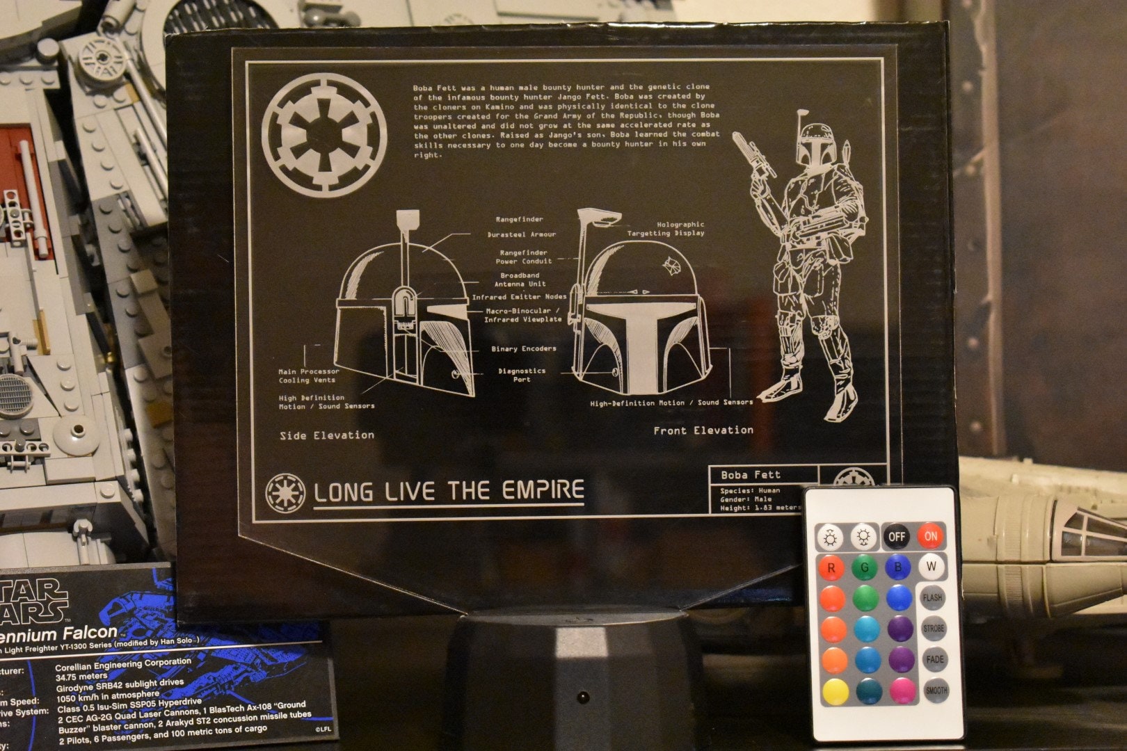 Boba Fett Plans LED sign perfect as a gift for a Star Wars geeks. Place in Man caves, bars, garages, desks, bed room.