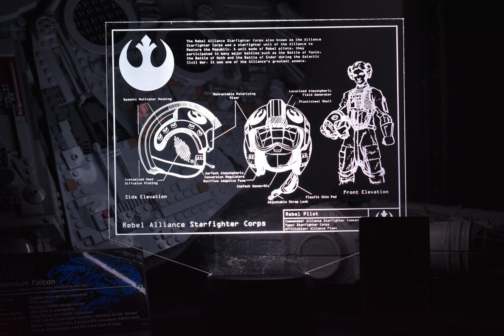 Rebel Pilot Character Plans LED sign perfect as a gift for a Star Wars geeks. Place in Man caves, bars, garages, desks, bed room.