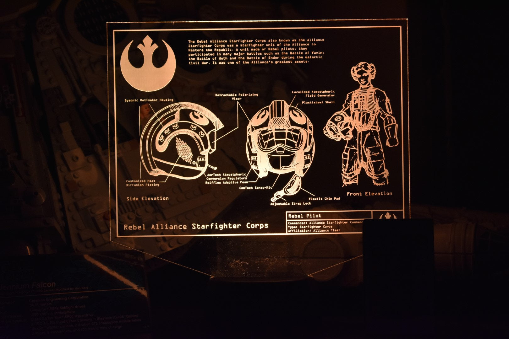 Rebel Pilot Character Plans LED sign perfect as a gift for a Star Wars geeks. Place in Man caves, bars, garages, desks, bed room.