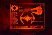 Tie/IN Interceptor Plans LED sign perfect as a gift for a Star Wars geeks. Place in Man caves, bars, garages, desks.