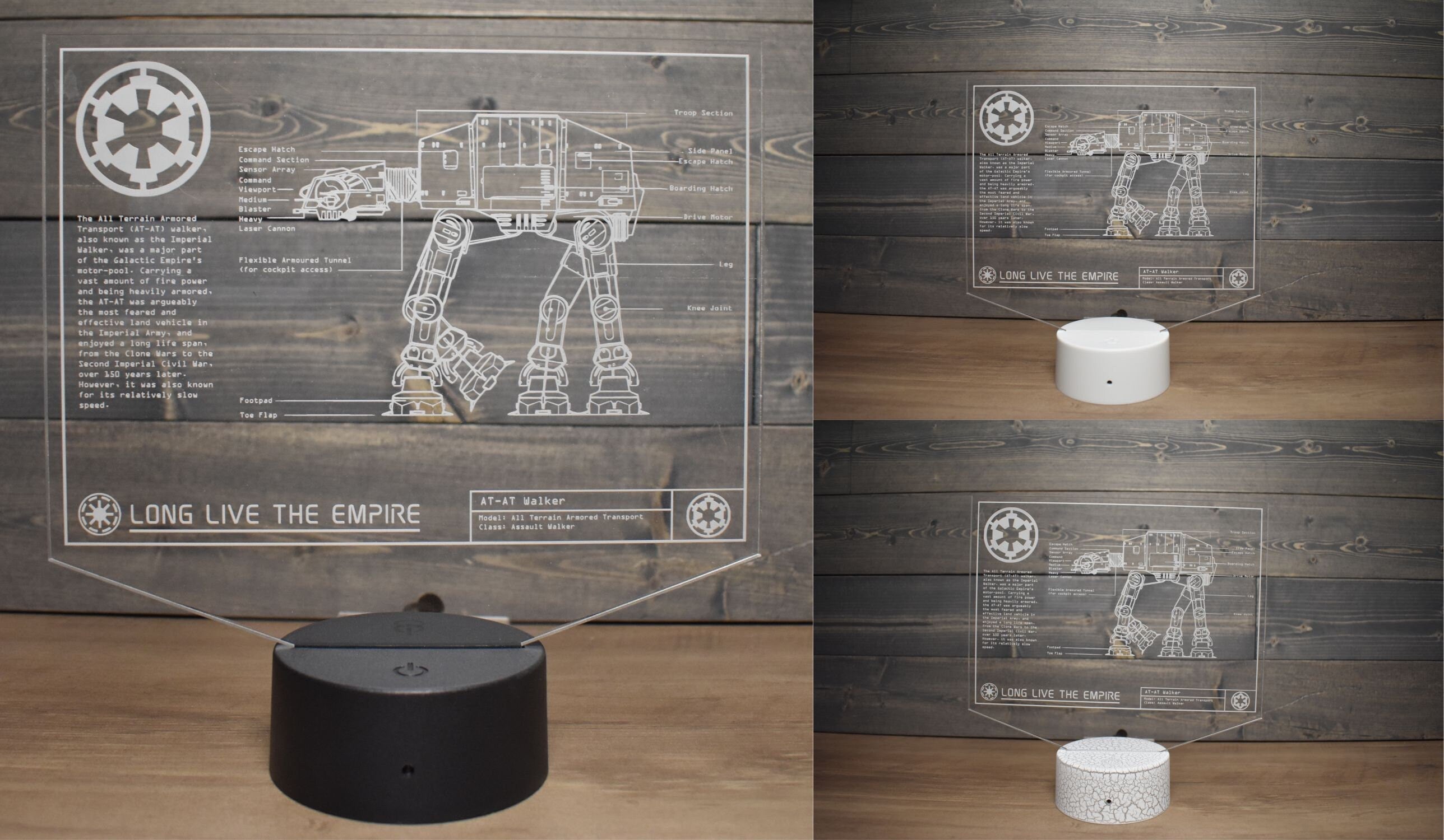 All Terrain Armored Transport (AT-AT) Plans LED sign perfect as a gift for a Star Wars geeks. Place in Man caves, bars, garages, desks.