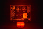 TIE/LN starfighter Plans LED sign perfect as a gift for a Star Wars geeks. Place in Man caves, bars, garages, desks, bed room.