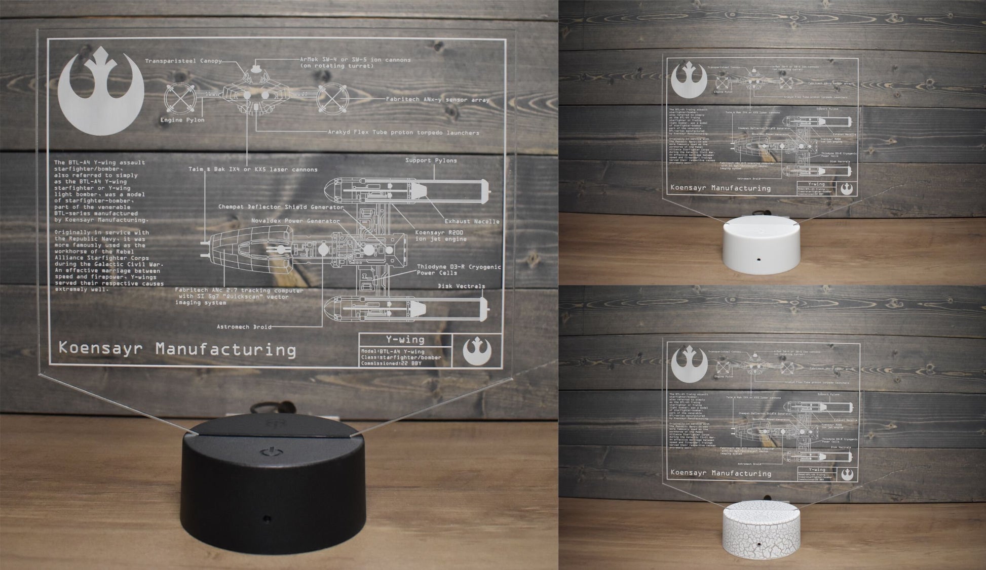 BTL Y-wing starfighter Plans LED sign perfect as a gift for a Star Wars geeks. Place in Man caves, bars, garages, desks, bed room.