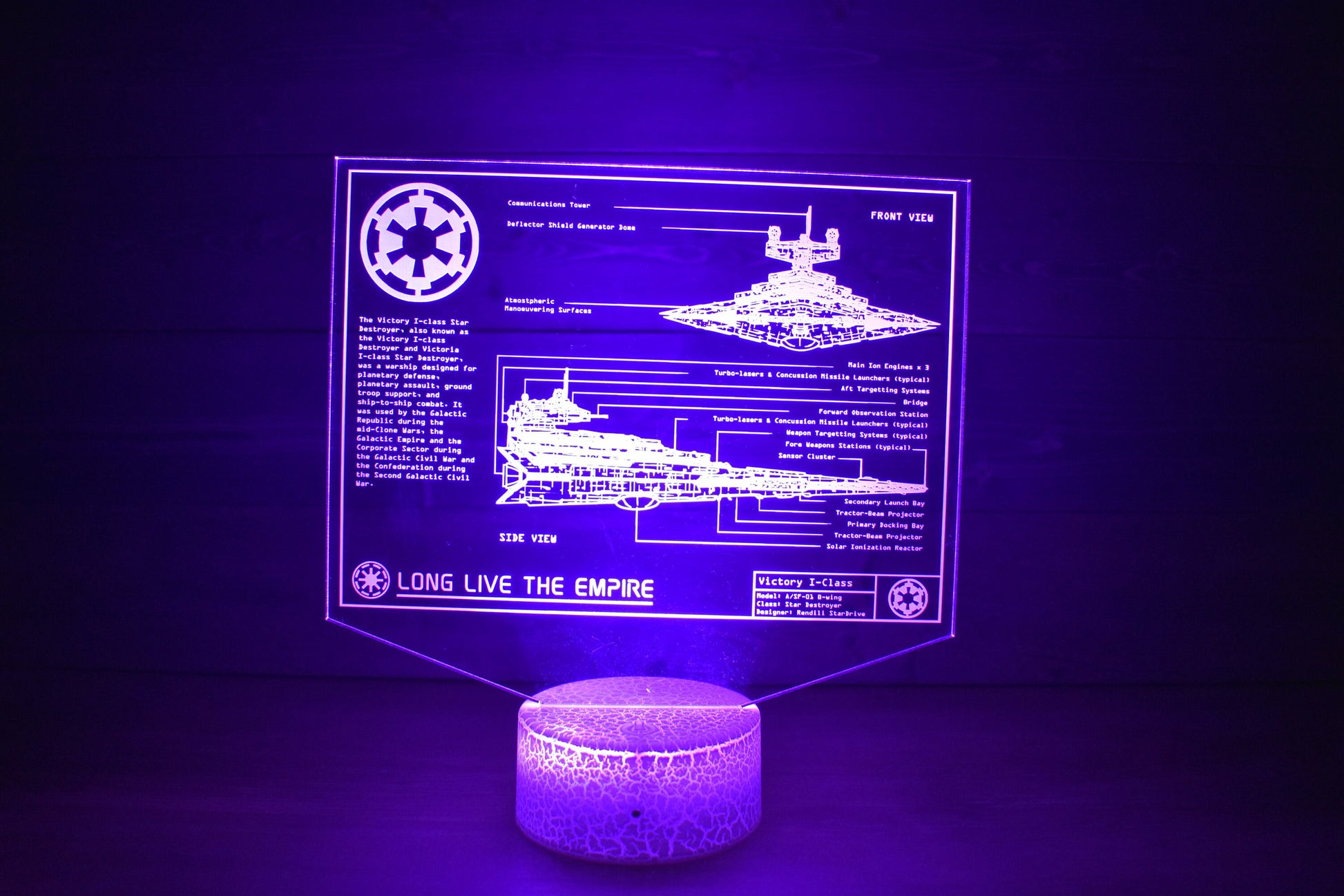 Destroyer Plans LED sign perfect as a gift for a sci-fi geeks. Place in Man caves, bars, garages, desks. 16 Colors