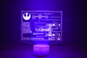 BTL Y-wing starfighter Plans LED sign perfect as a gift for a Star Wars geeks. Place in Man caves, bars, garages, desks, bed room.