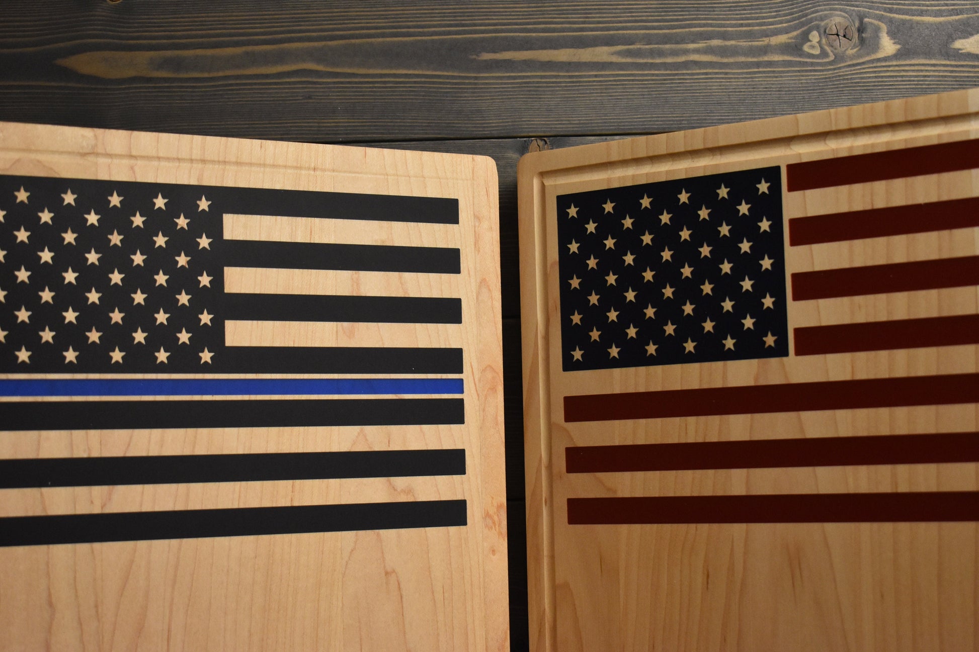 USA Flag Thin Blue Line Personalized Cutting Board, Christmas Gift For Him, Custom Cutting Board, Corporate Gift, Realtor Closing