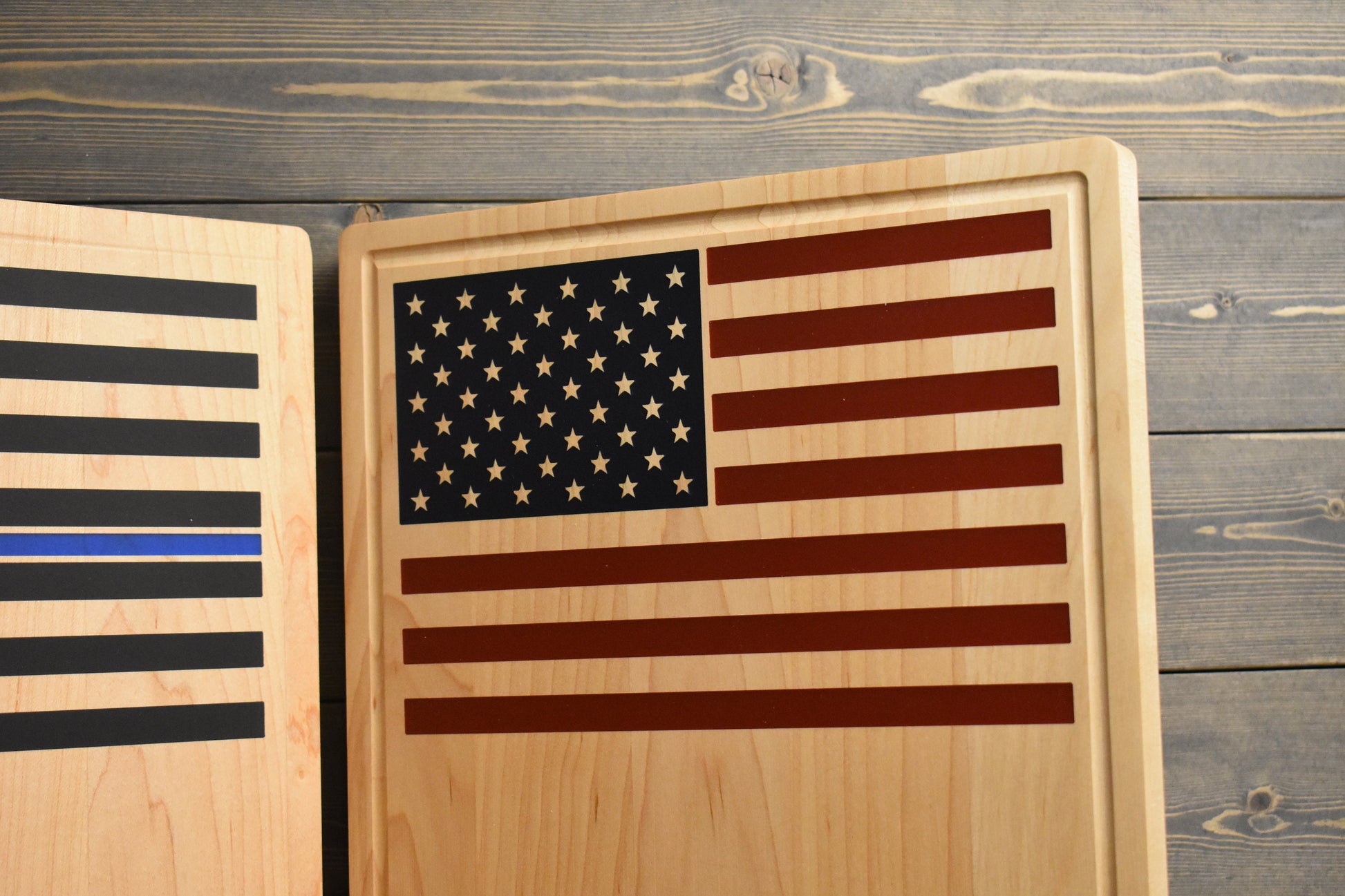 USA Flag Thin Blue Line Personalized Cutting Board, Christmas Gift For Him, Custom Cutting Board, Corporate Gift, Realtor Closing