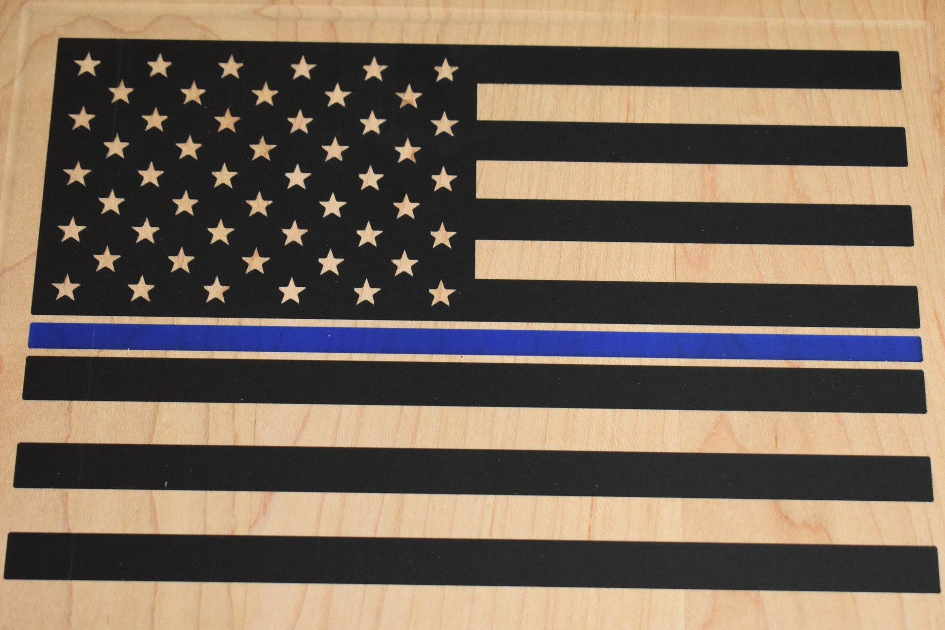 USA Flag Thin Blue Line Personalized Cutting Board, Christmas Gift For Him, Custom Cutting Board, Corporate Gift, Realtor Closing