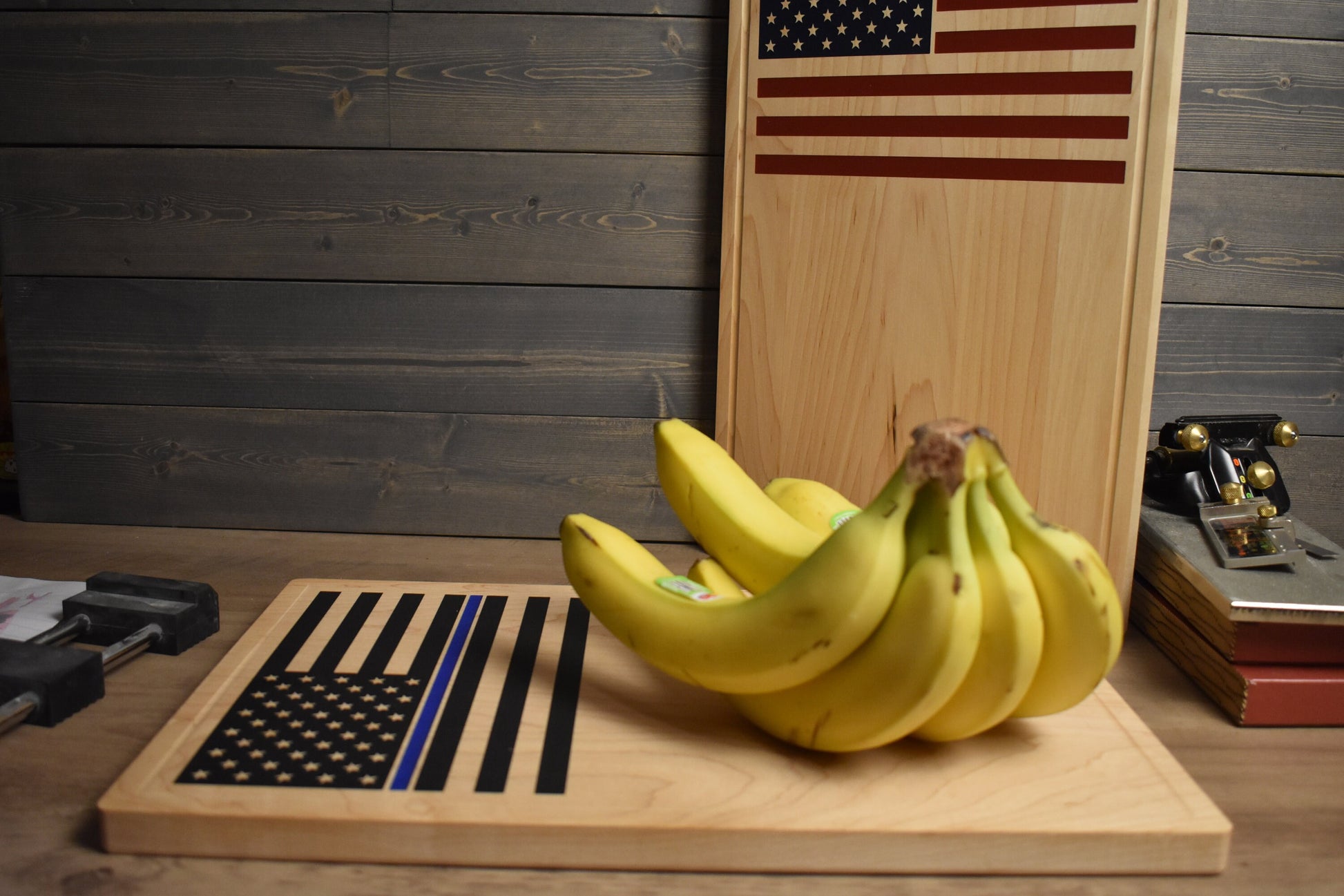 USA Flag Thin Blue Line Personalized Cutting Board, Christmas Gift For Him, Custom Cutting Board, Corporate Gift, Realtor Closing