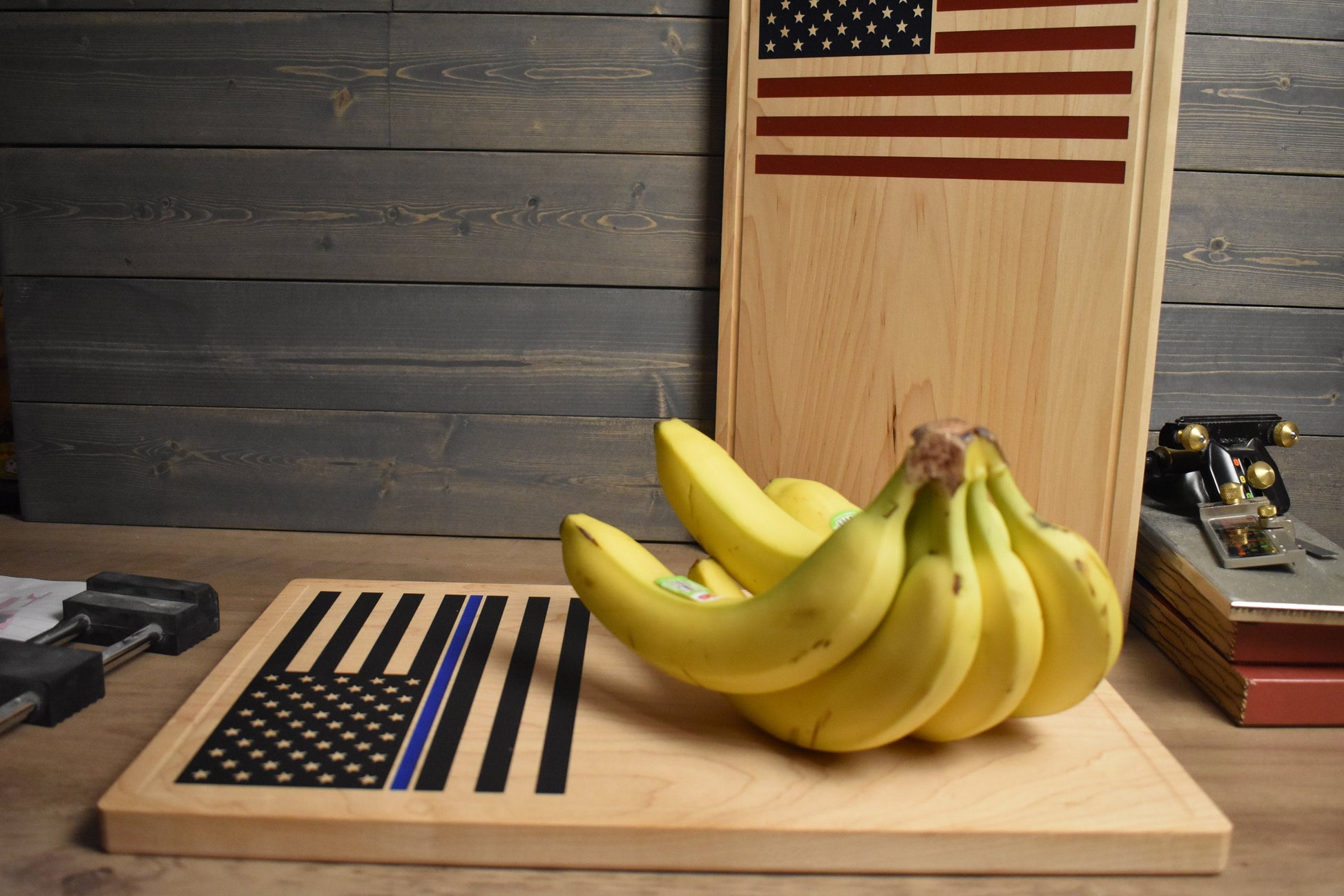 USA Flag Thin Blue Line Personalized Cutting Board, Christmas Gift For Him, Custom Cutting Board, Corporate Gift, Realtor Closing