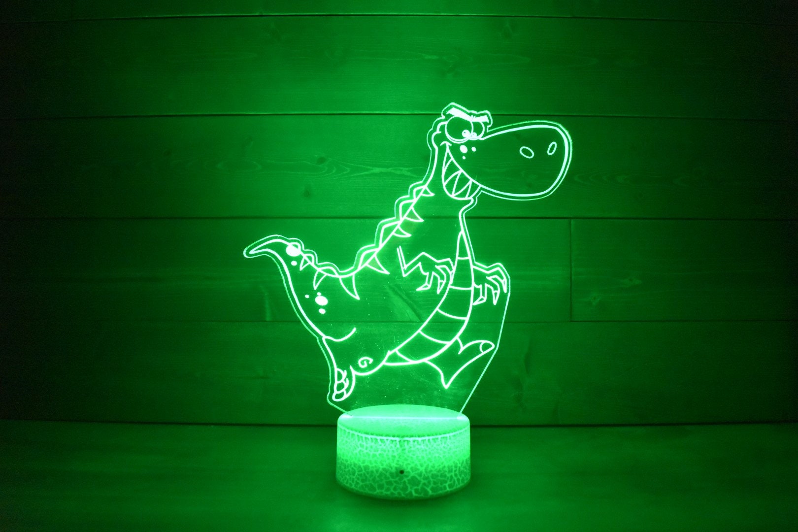 T-Rex Dinosaur Lamp perfect for dino fans, young and old fans . LED Lamp with 16 colors and 4 options.