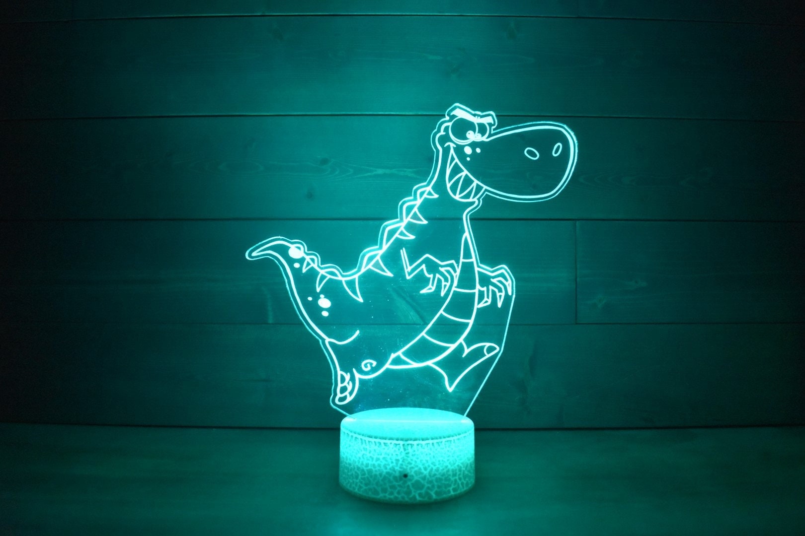T-Rex Dinosaur Lamp perfect for dino fans, young and old fans . LED Lamp with 16 colors and 4 options.