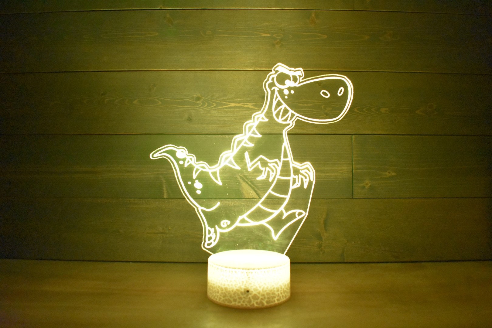 T-Rex Dinosaur Lamp perfect for dino fans, young and old fans . LED Lamp with 16 colors and 4 options.