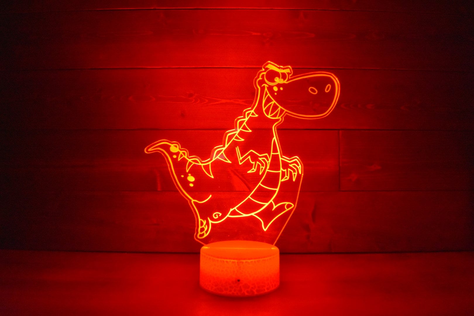 T-Rex Dinosaur Lamp perfect for dino fans, young and old fans . LED Lamp with 16 colors and 4 options.