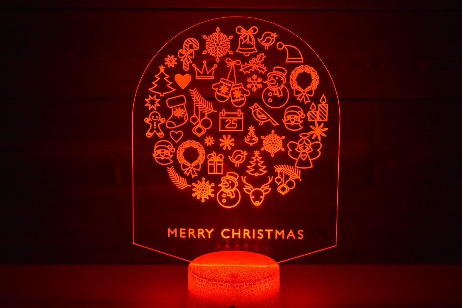 Merry Christmas Lamp is perfect as a gift for all lovers of Christmas. Place in Man caves, bars, garages, desks, room