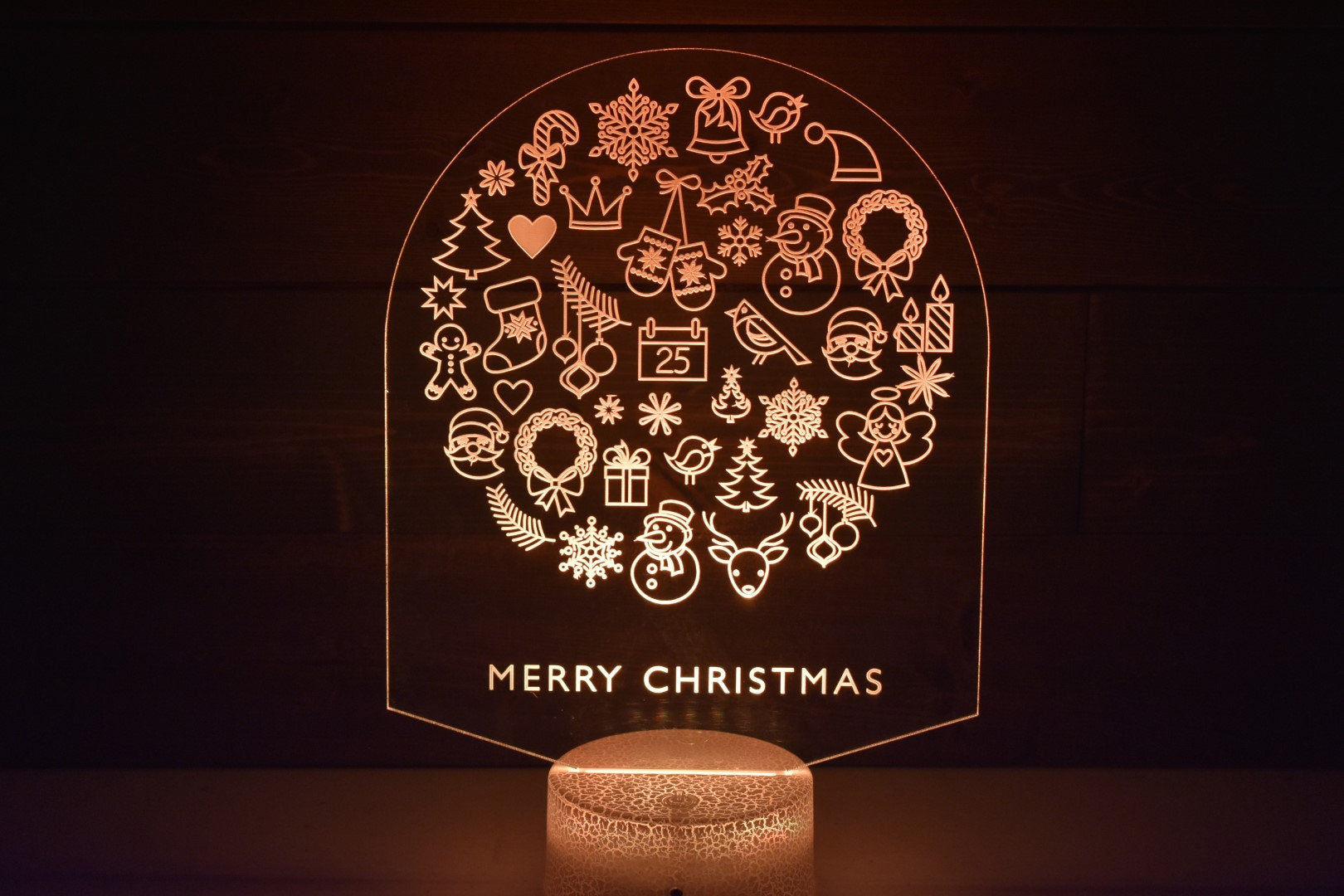 Merry Christmas Lamp is perfect as a gift for all lovers of Christmas. Place in Man caves, bars, garages, desks, room