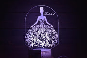 Bride in Flower Dress Table Marker can be customized for font and message on the lamp w/ List of Table Members