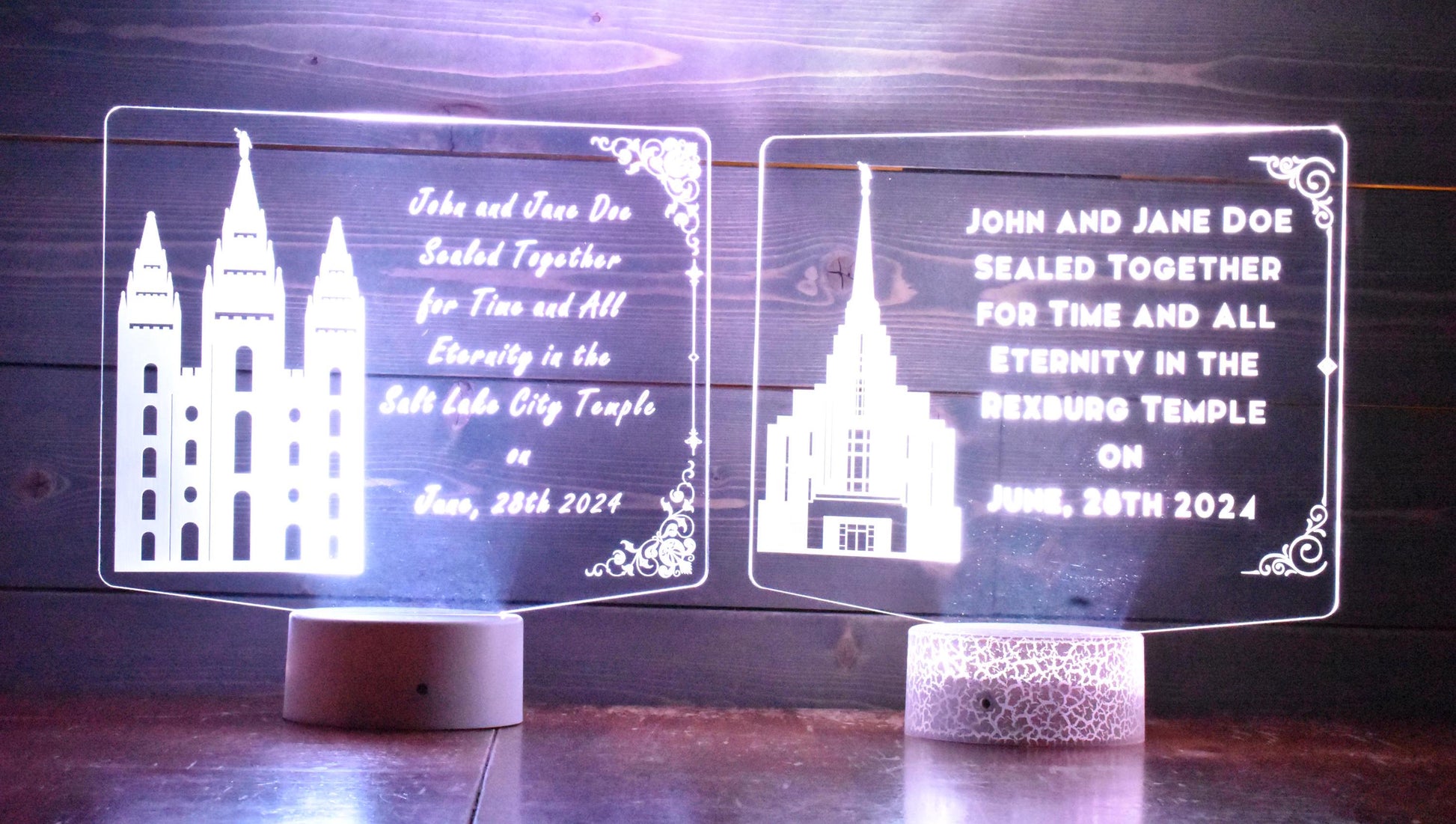 LDS Temple Wedding Light/ Personalized Couple Temple Ornament / For Time and All Eternity Gift / Wedding Gift for LDS Couple