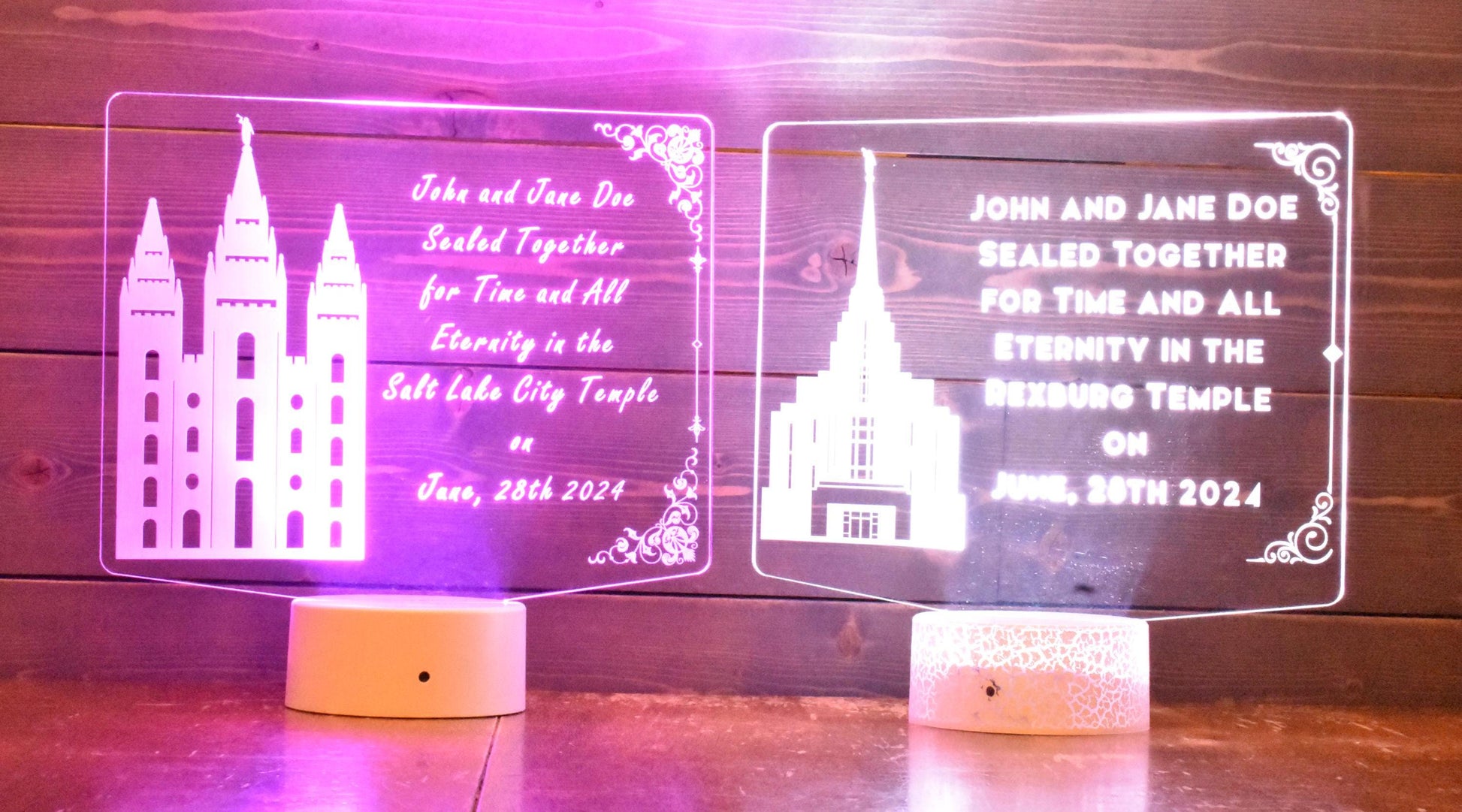 LDS Temple Wedding Light/ Personalized Couple Temple Ornament / For Time and All Eternity Gift / Wedding Gift for LDS Couple