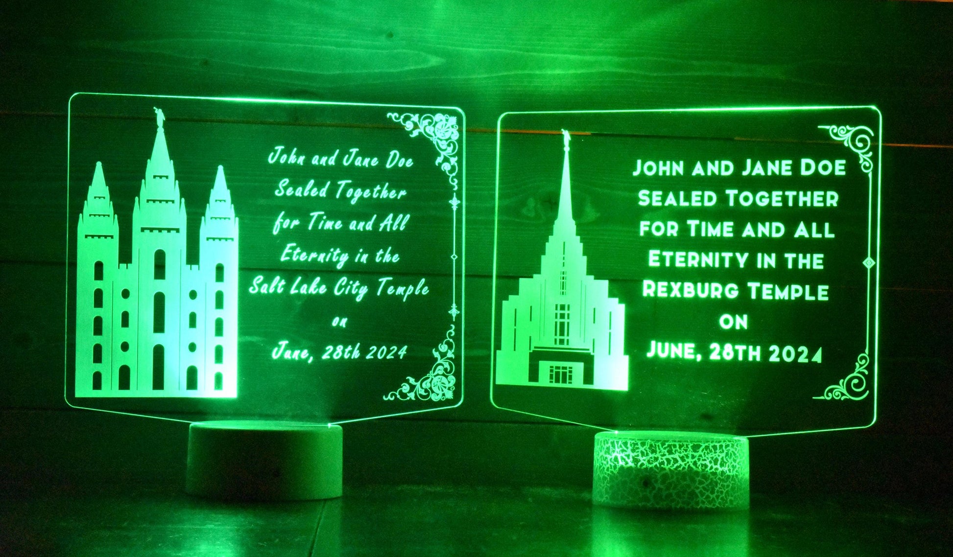 LDS Temple Wedding Light/ Personalized Couple Temple Ornament / For Time and All Eternity Gift / Wedding Gift for LDS Couple