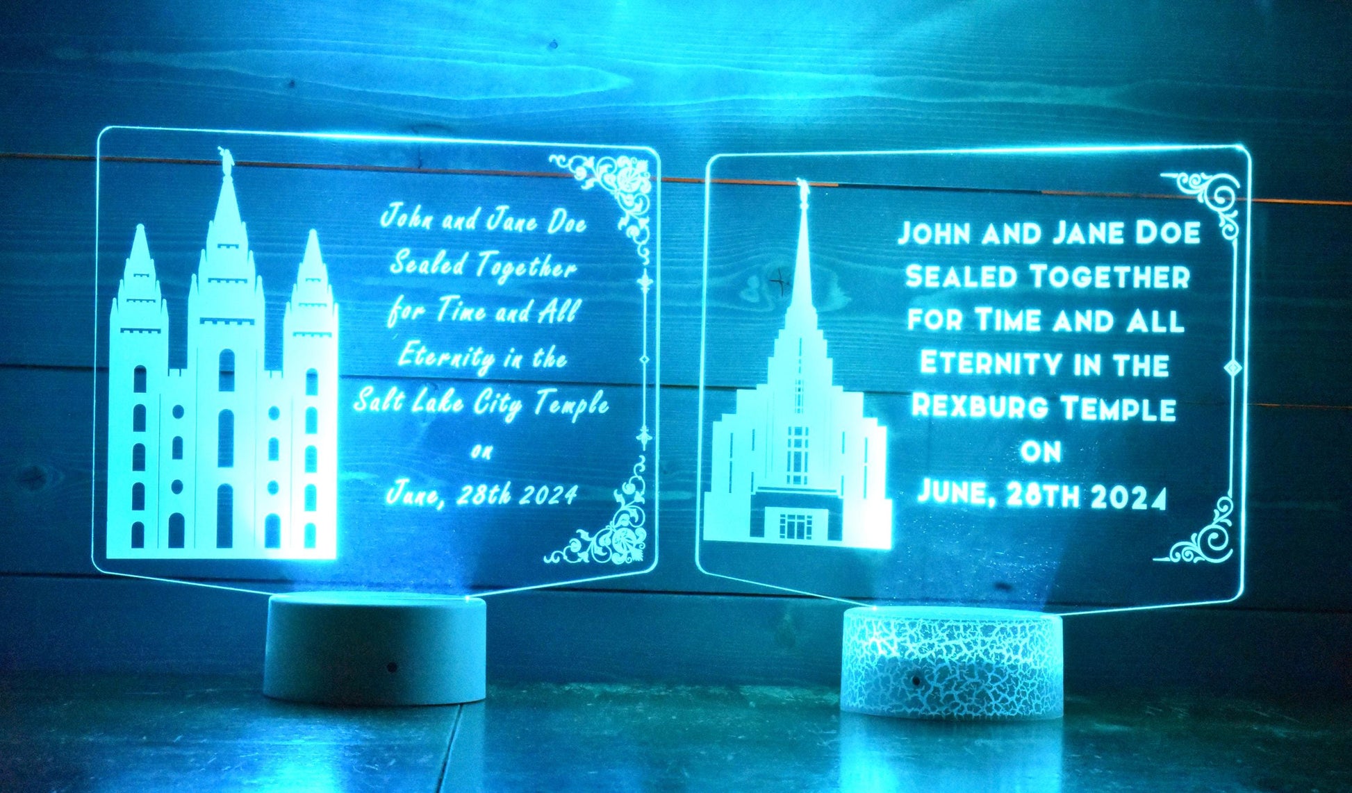 LDS Temple Wedding Light/ Personalized Couple Temple Ornament / For Time and All Eternity Gift / Wedding Gift for LDS Couple