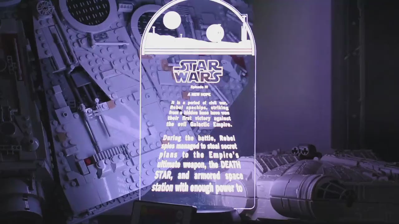 Load video: Star Wars lamp inspired from the classic A New Hope. LED Lamp with 16 colors and batteries included.